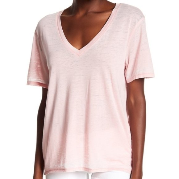 Abound Tops - Abound Pink Burnout V-Neck Tee